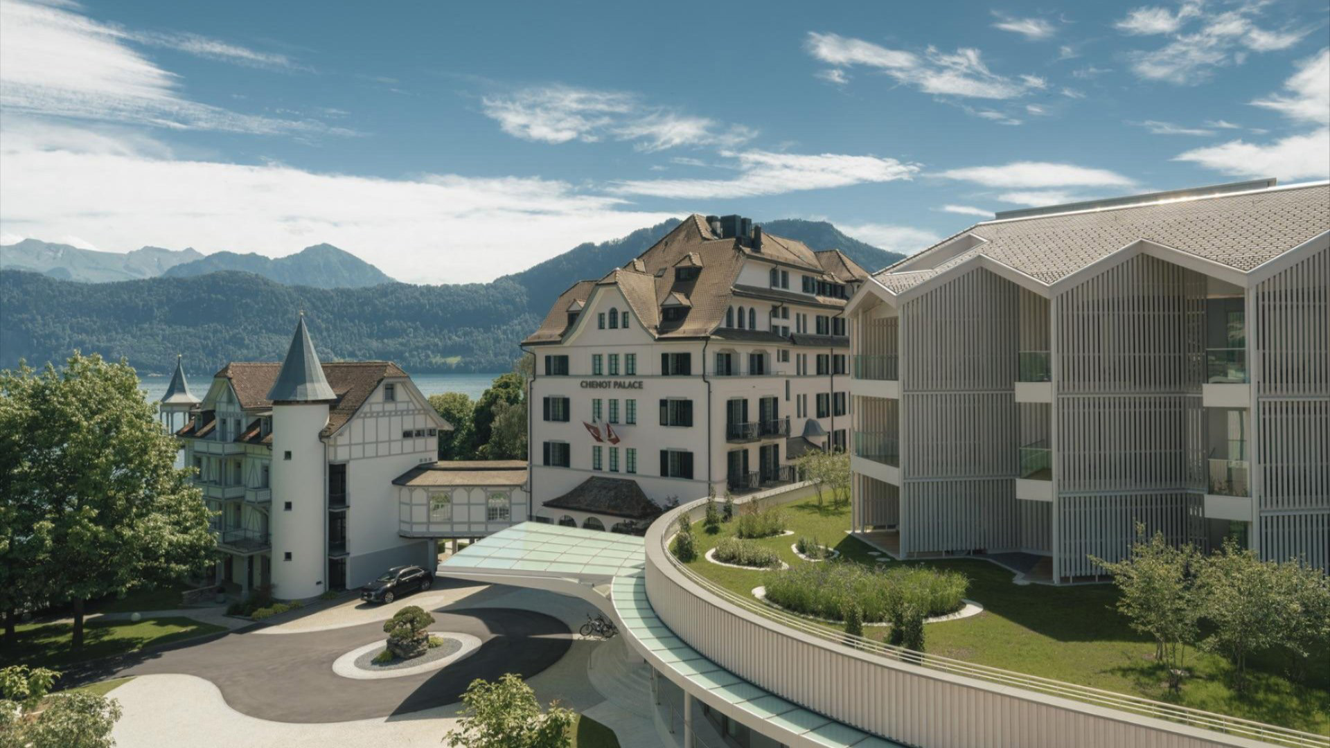 Chenot Palace Weggis Lake Lucerne expansion Davide Macullo Architects, timber contemporary addition