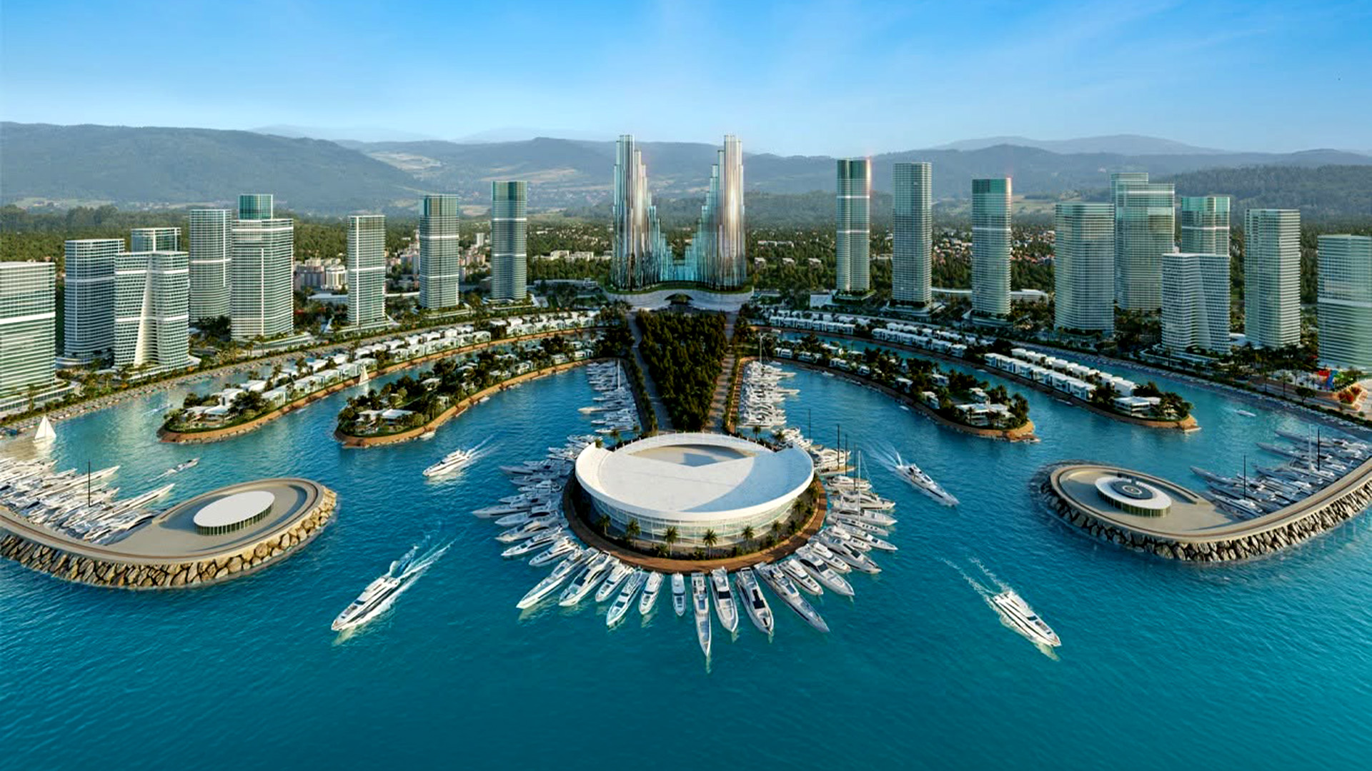 Ambassadori Island Batumi masterplan – 84-hectare artificial island in the Black Sea, two peninsulas and central island